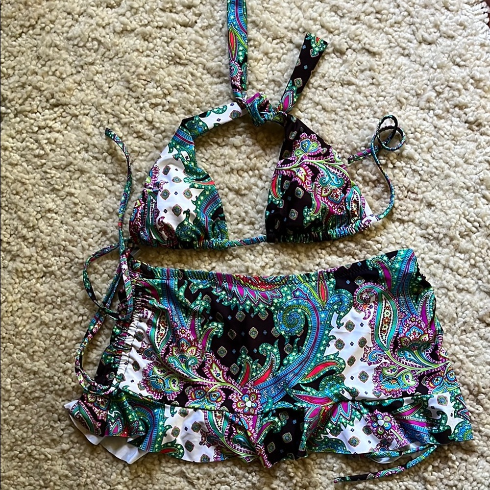 ABS Allen Schwartz Multicolor Paisley Bikini Set